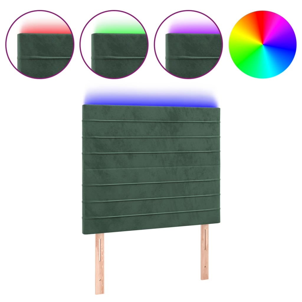 Hoofdbord LED 100x5x118/128 cm fluweel donkergroen is nu te koop bij PeponiXL, paradijselijk wonen!