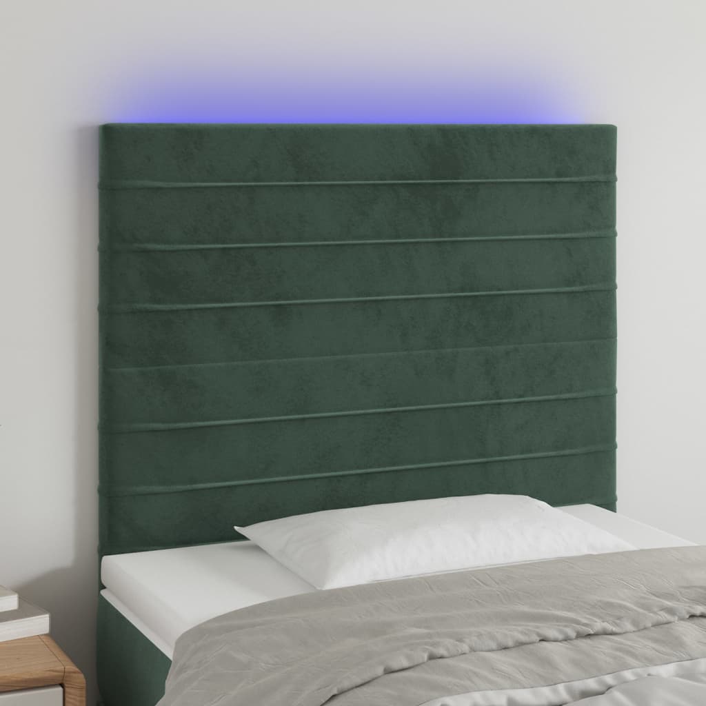 Hoofdbord LED 100x5x118/128 cm fluweel donkergroen is nu te koop bij PeponiXL, paradijselijk wonen!