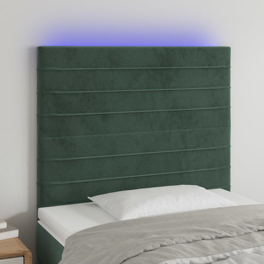 Hoofdbord LED 100x5x118/128 cm fluweel donkergroen is nu te koop bij PeponiXL, paradijselijk wonen!