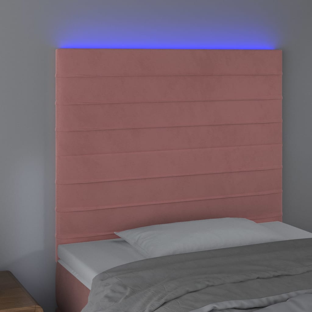 Hoofdbord LED 100x5x118/128 cm fluweel roze is nu te koop bij PeponiXL, paradijselijk wonen!