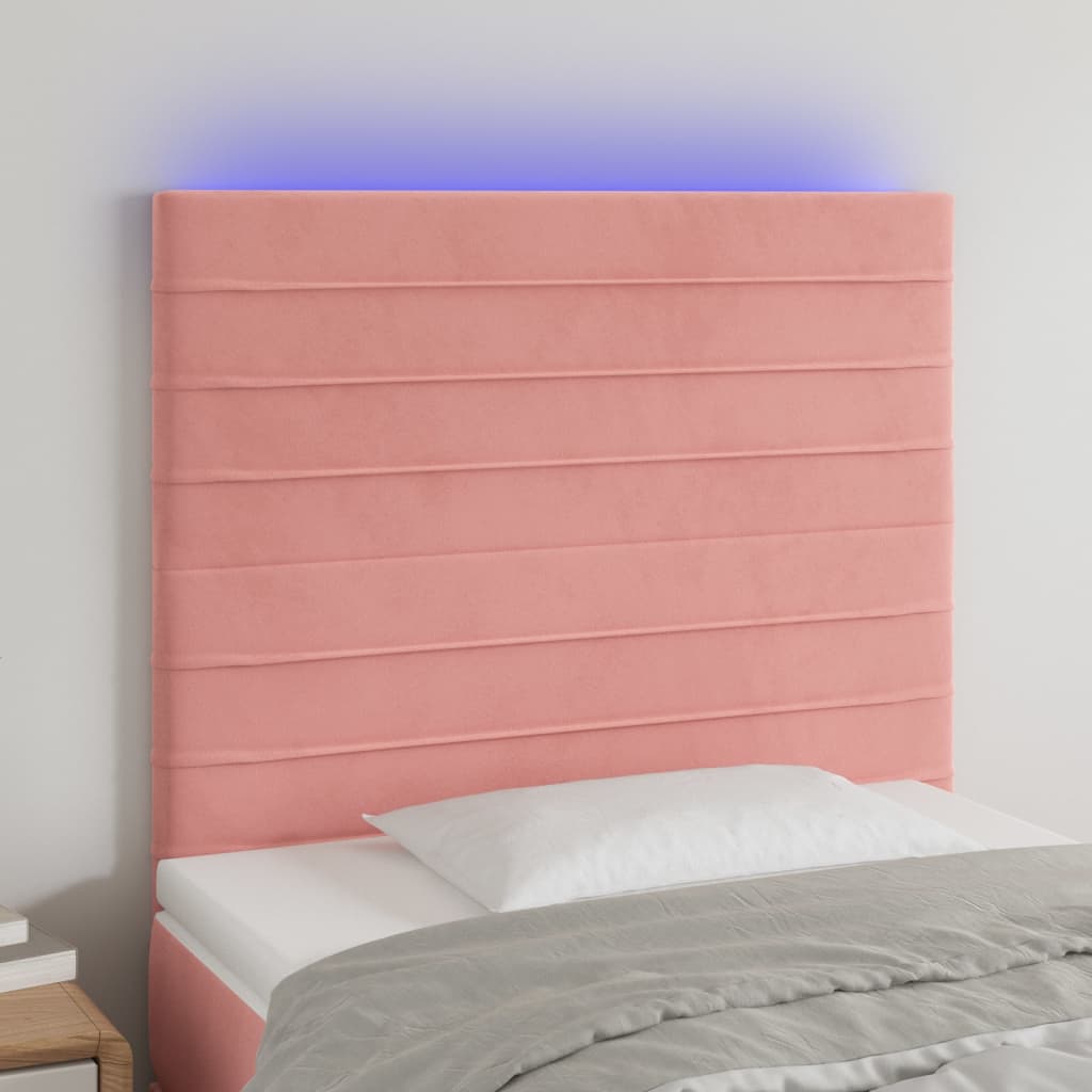 Hoofdbord LED 100x5x118/128 cm fluweel roze is nu te koop bij PeponiXL, paradijselijk wonen!
