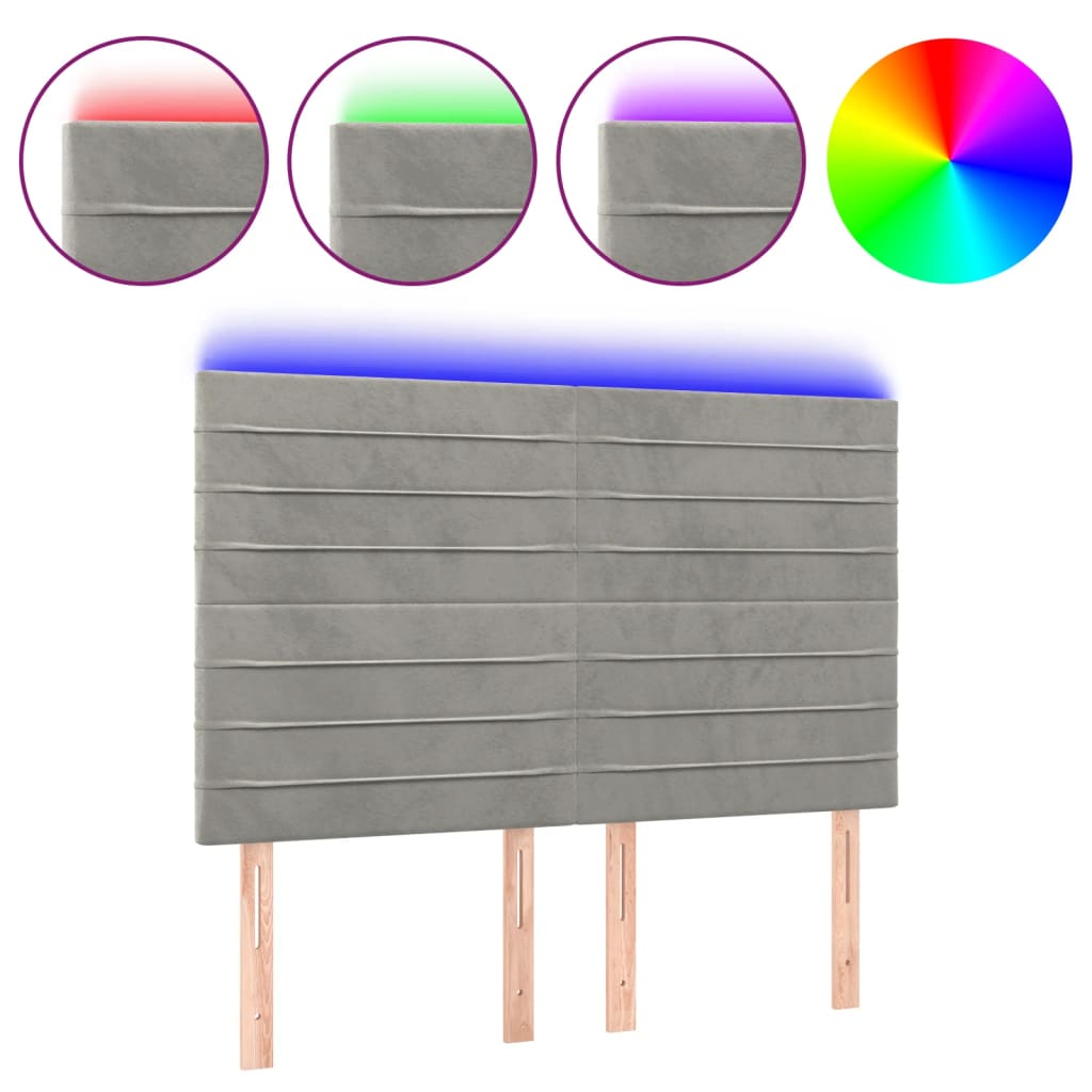Hoofdbord LED 144x5x118/128 cm fluweel lichtgrijs is nu te koop bij PeponiXL, paradijselijk wonen!