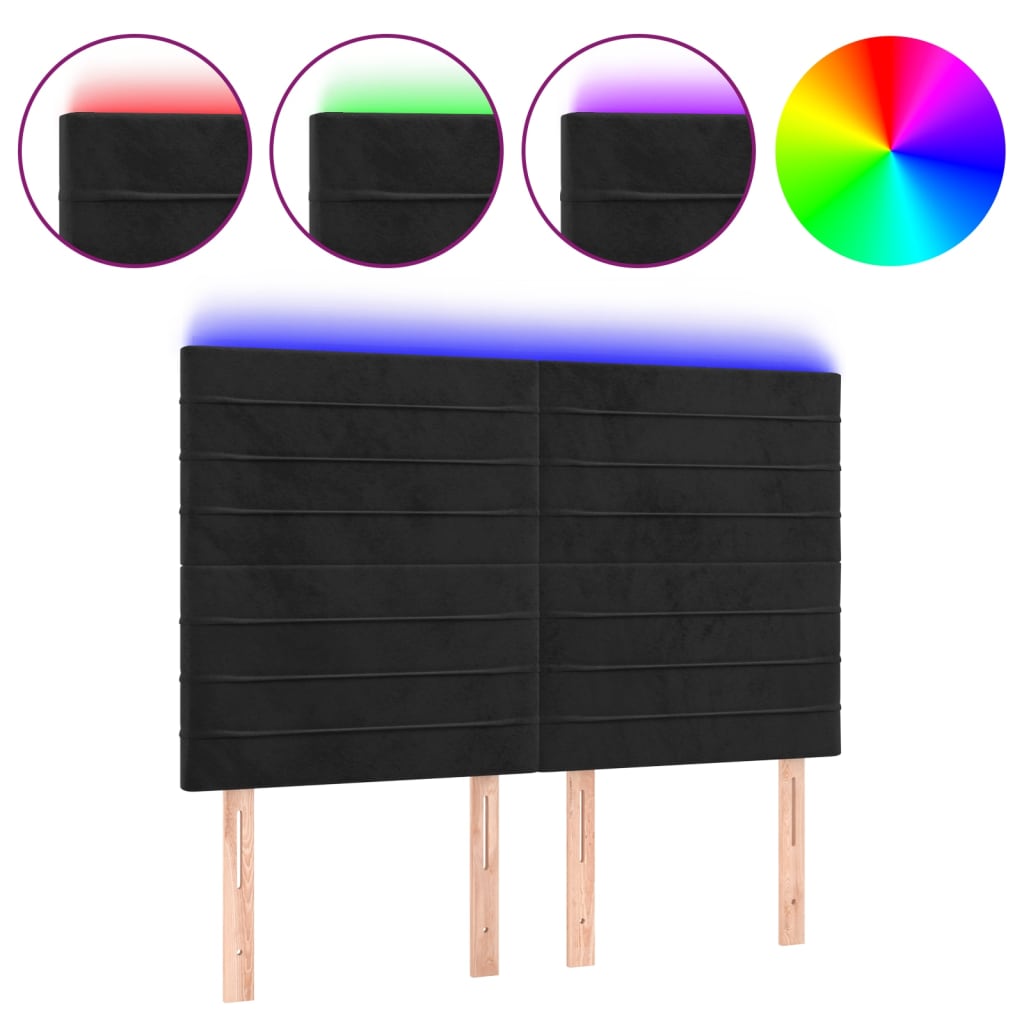 Hoofdbord LED 144x5x118/128 cm fluweel zwart is nu te koop bij PeponiXL, paradijselijk wonen!