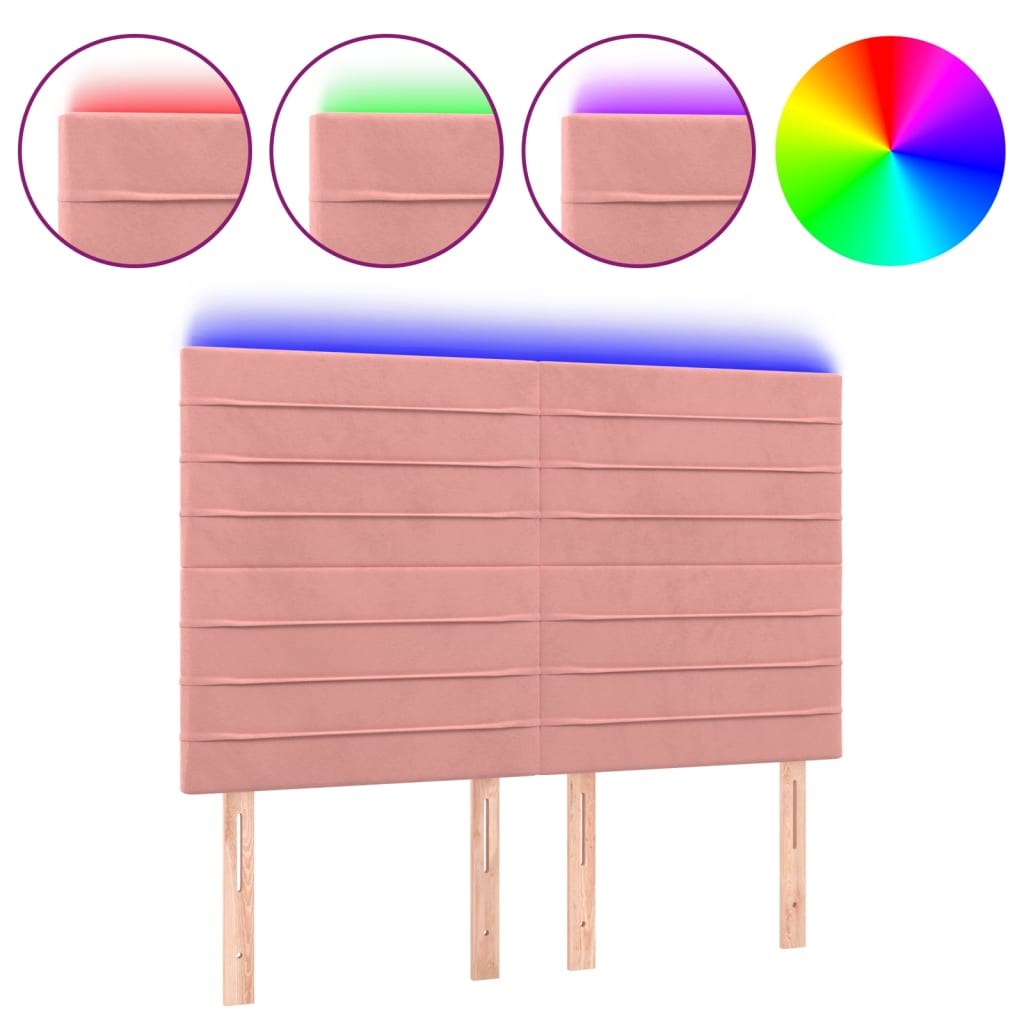Hoofdbord LED 144x5x118/128 cm fluweel zwart is nu te koop bij PeponiXL, paradijselijk wonen!
