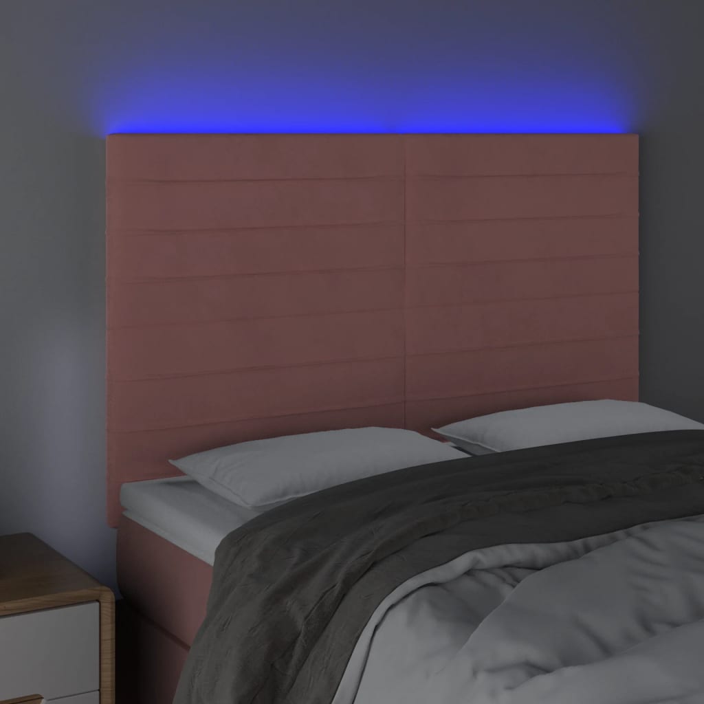 Hoofdbord LED 144x5x118/128 cm fluweel zwart is nu te koop bij PeponiXL, paradijselijk wonen!