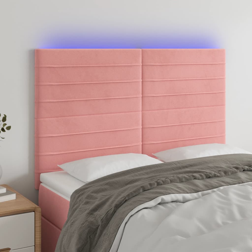 Hoofdbord LED 144x5x118/128 cm fluweel zwart is nu te koop bij PeponiXL, paradijselijk wonen!