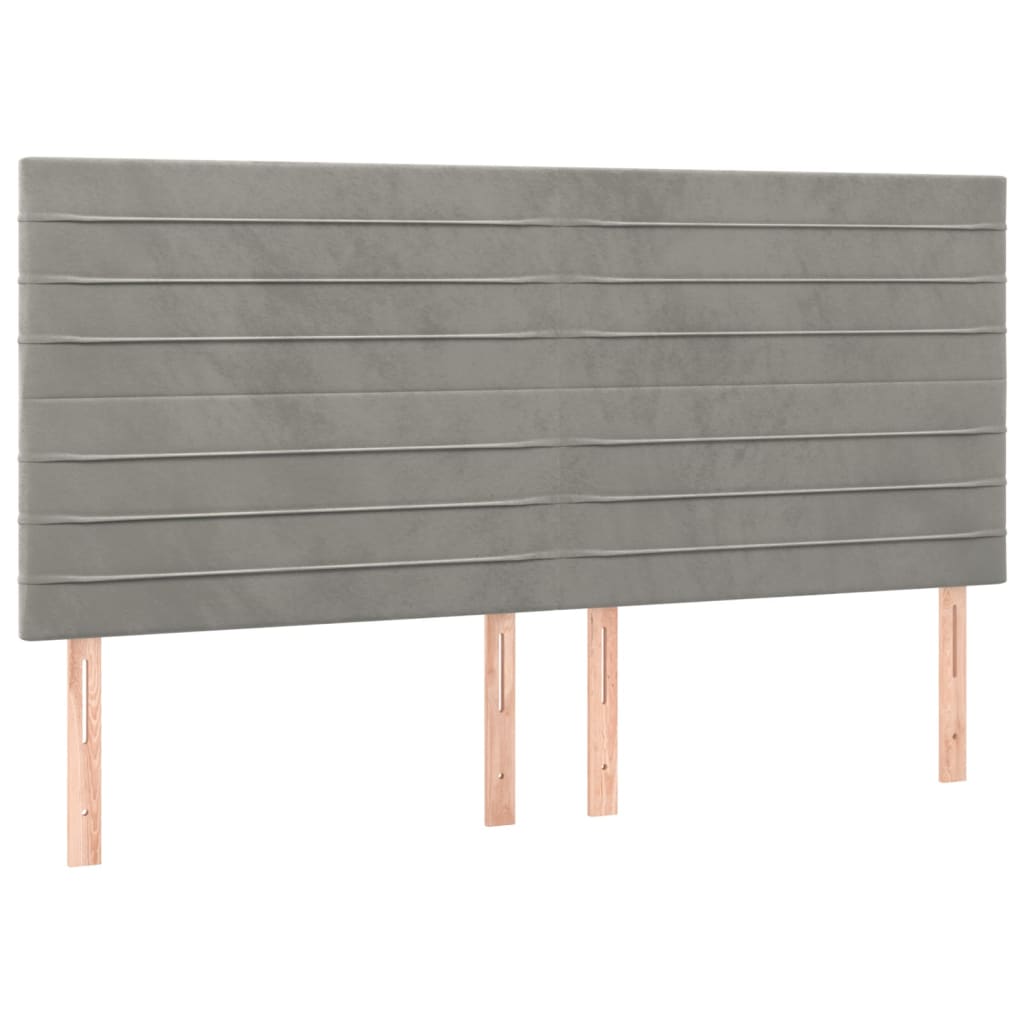 Hoofdbord LED 160x5x118/128 cm fluweel lichtgrijs is nu te koop bij PeponiXL, paradijselijk wonen!