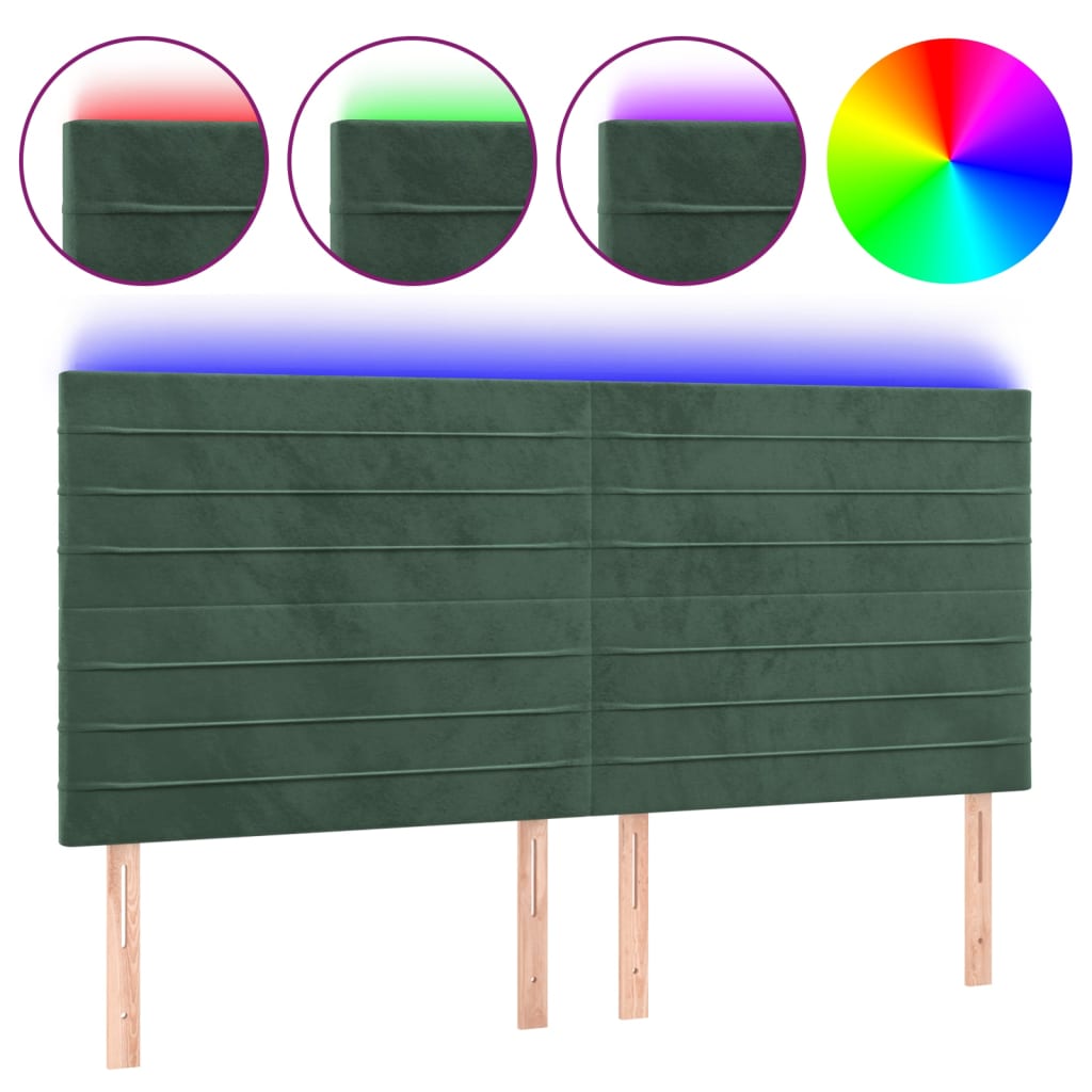 Hoofdbord LED 160x5x118/128 cm fluweel donkergroen is nu te koop bij PeponiXL, paradijselijk wonen!