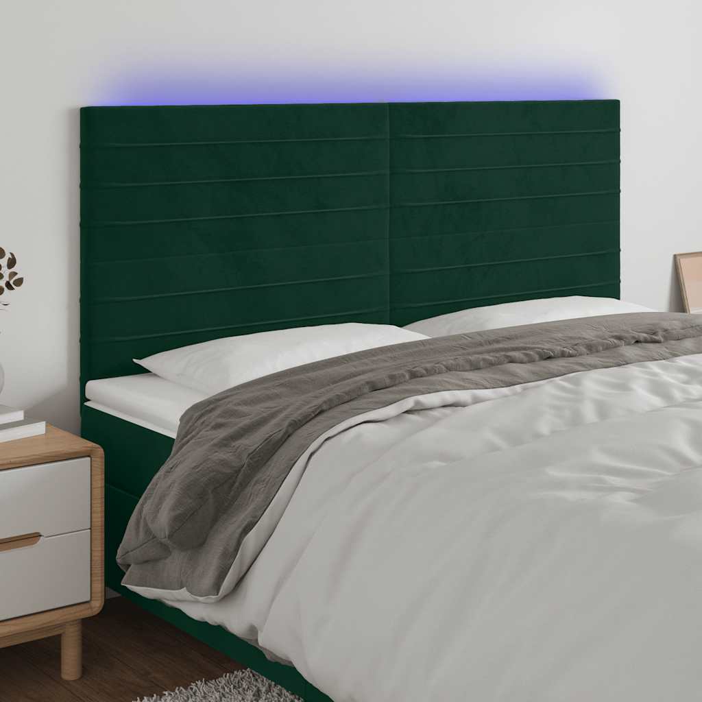 Hoofdbord LED 160x5x118/128 cm fluweel donkergroen is nu te koop bij PeponiXL, paradijselijk wonen!