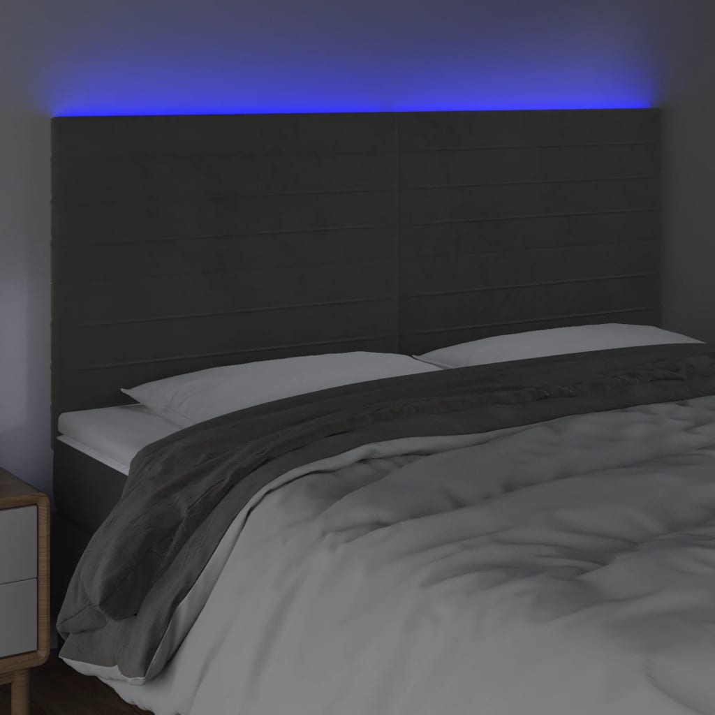 Hoofdbord LED 180x5x118/128 cm fluweel donkergrijs is nu te koop bij PeponiXL, paradijselijk wonen!