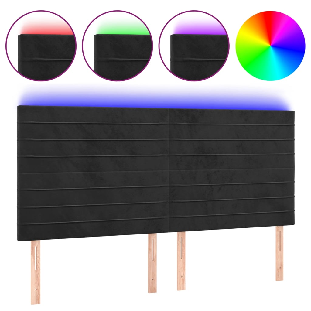 Hoofdbord LED 180x5x118/128 cm fluweel zwart is nu te koop bij PeponiXL, paradijselijk wonen!