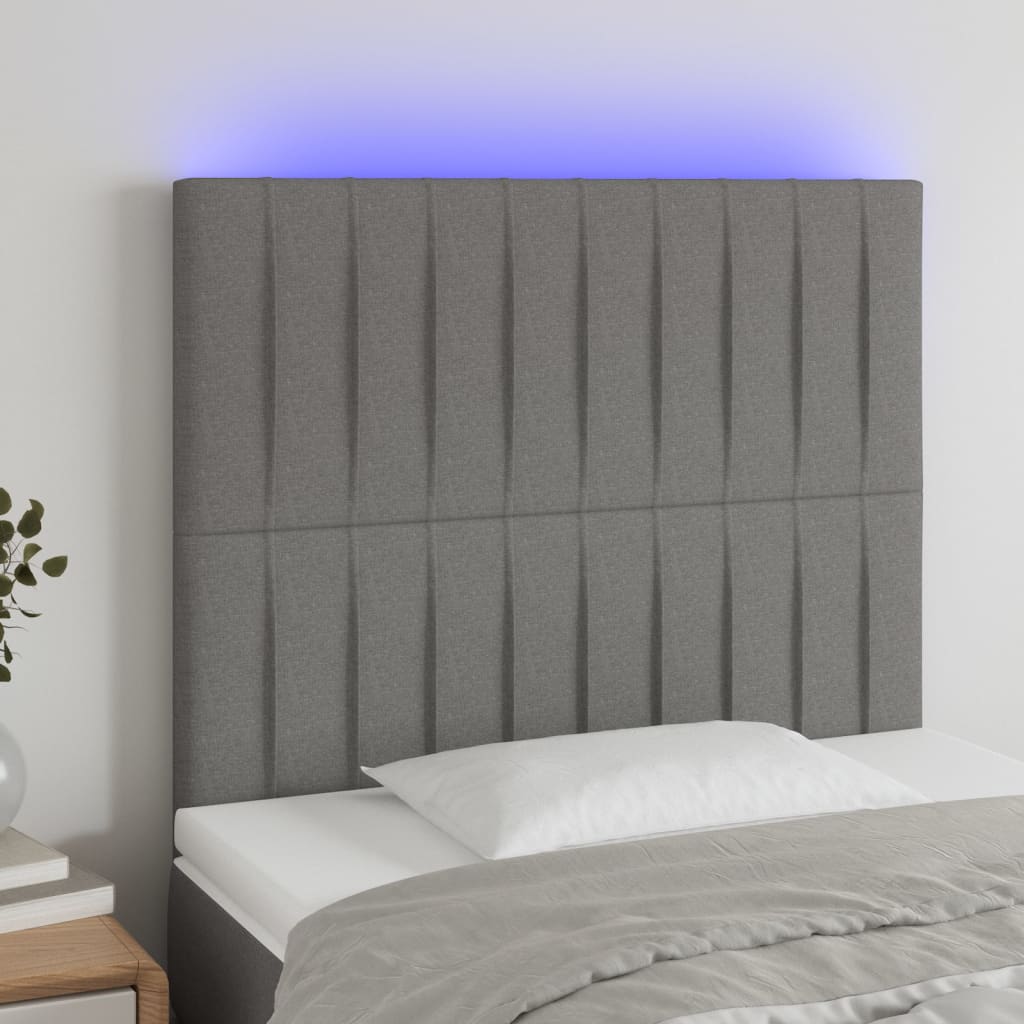 Hoofdbord LED 80x5x118/128 cm stof donkergrijs is nu te koop bij PeponiXL, paradijselijk wonen!
