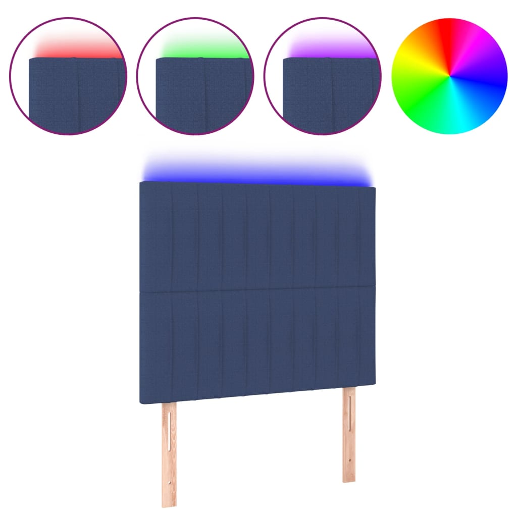 Hoofdbord LED 80x5x118/128 cm stof blauw is nu te koop bij PeponiXL, paradijselijk wonen!