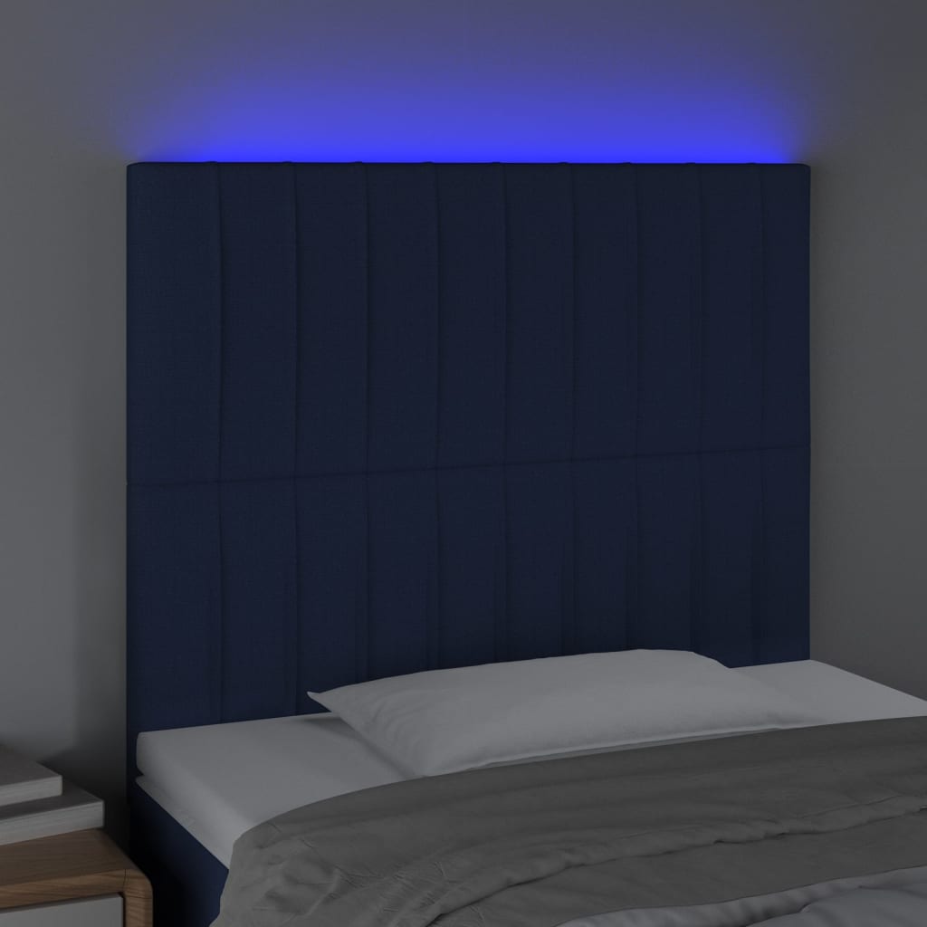 Hoofdbord LED 80x5x118/128 cm stof blauw is nu te koop bij PeponiXL, paradijselijk wonen!