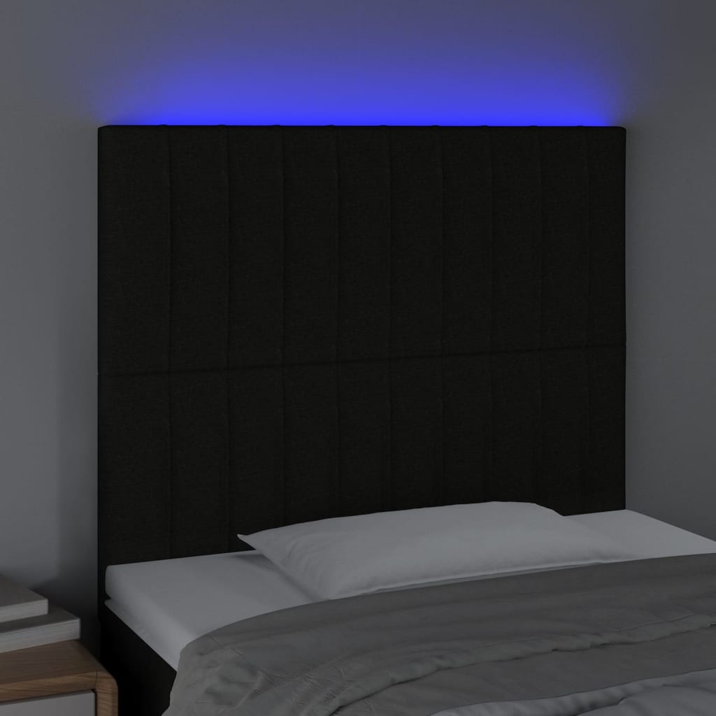 Hoofdbord LED 90x5x118/128 cm stof zwart is nu te koop bij PeponiXL, paradijselijk wonen!