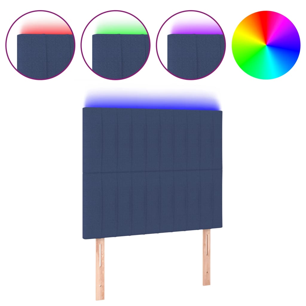 Hoofdbord LED 90x5x118/128 cm stof blauw is nu te koop bij PeponiXL, paradijselijk wonen!