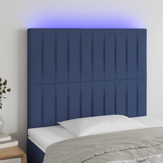 Hoofdbord LED 90x5x118/128 cm stof blauw is nu te koop bij PeponiXL, paradijselijk wonen!