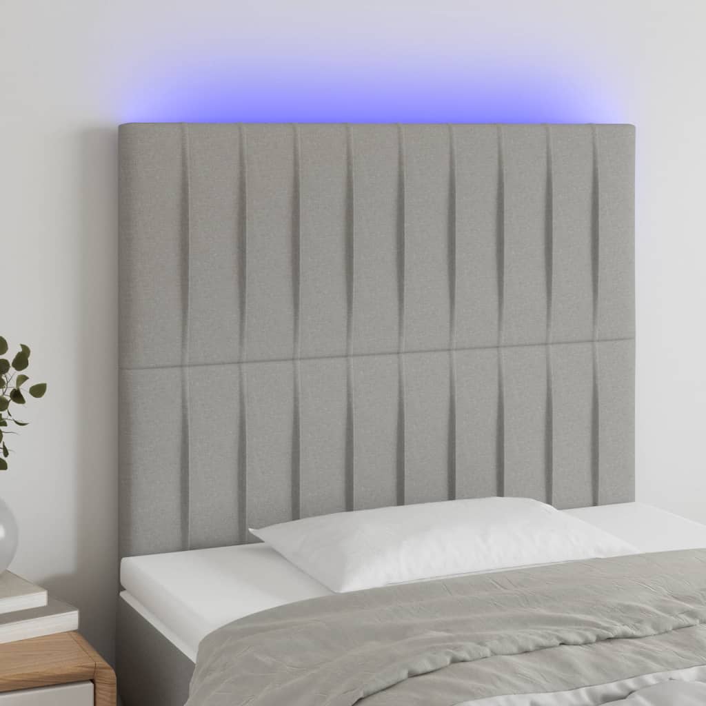 Hoofdbord LED 100x5x118/128 cm stof lichtgrijs is nu te koop bij PeponiXL, paradijselijk wonen!