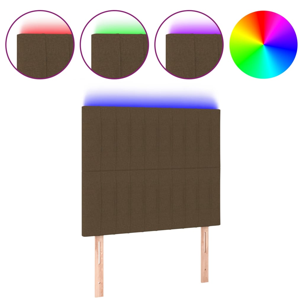 Hoofdbord LED 100x5x118/128 cm stof donkerbruin is nu te koop bij PeponiXL, paradijselijk wonen!