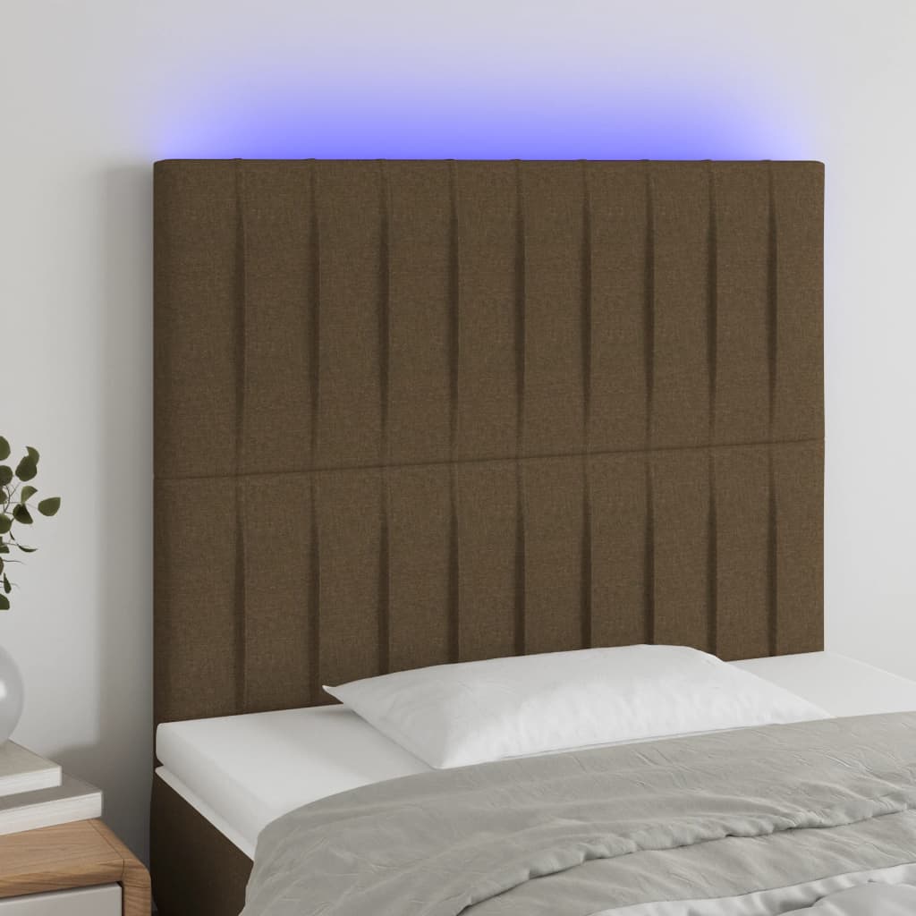 Hoofdbord LED 100x5x118/128 cm stof donkerbruin is nu te koop bij PeponiXL, paradijselijk wonen!