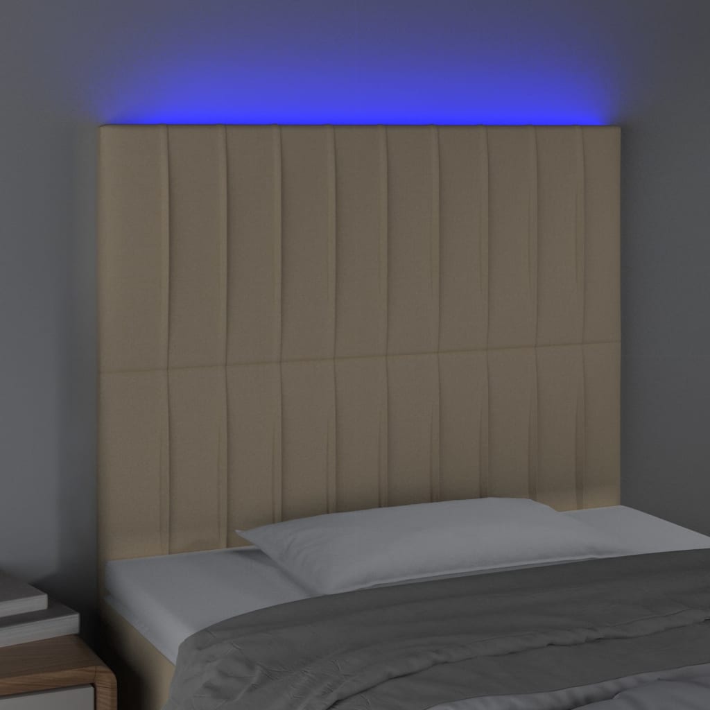 Hoofdbord LED 100x5x118/128 cm stof crèmekleurig is nu te koop bij PeponiXL, paradijselijk wonen!