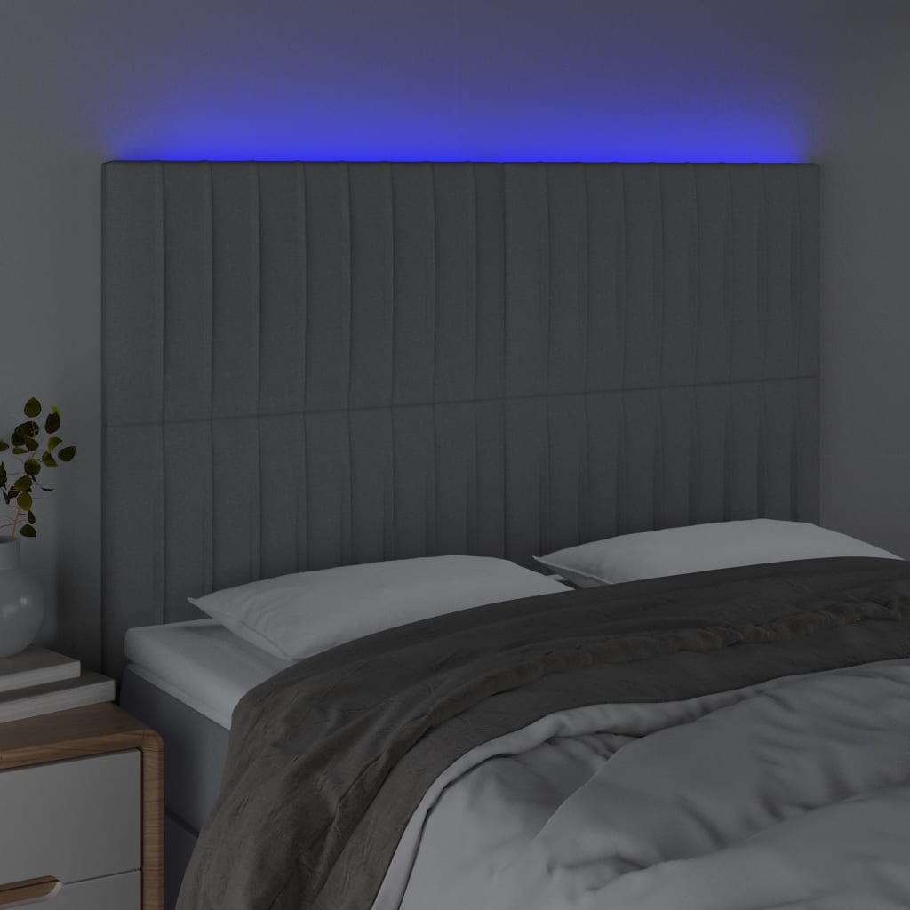 Hoofdbord LED 144x5x118/128 cm stof lichtgrijs is nu te koop bij PeponiXL, paradijselijk wonen!