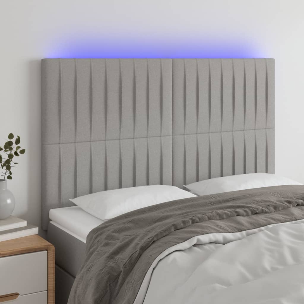 Hoofdbord LED 144x5x118/128 cm stof lichtgrijs is nu te koop bij PeponiXL, paradijselijk wonen!