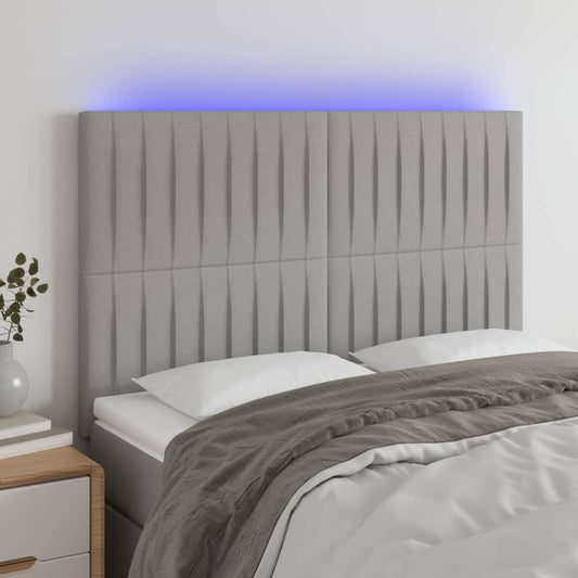 Hoofdbord LED 144x5x118/128 cm stof lichtgrijs is nu te koop bij PeponiXL, paradijselijk wonen!