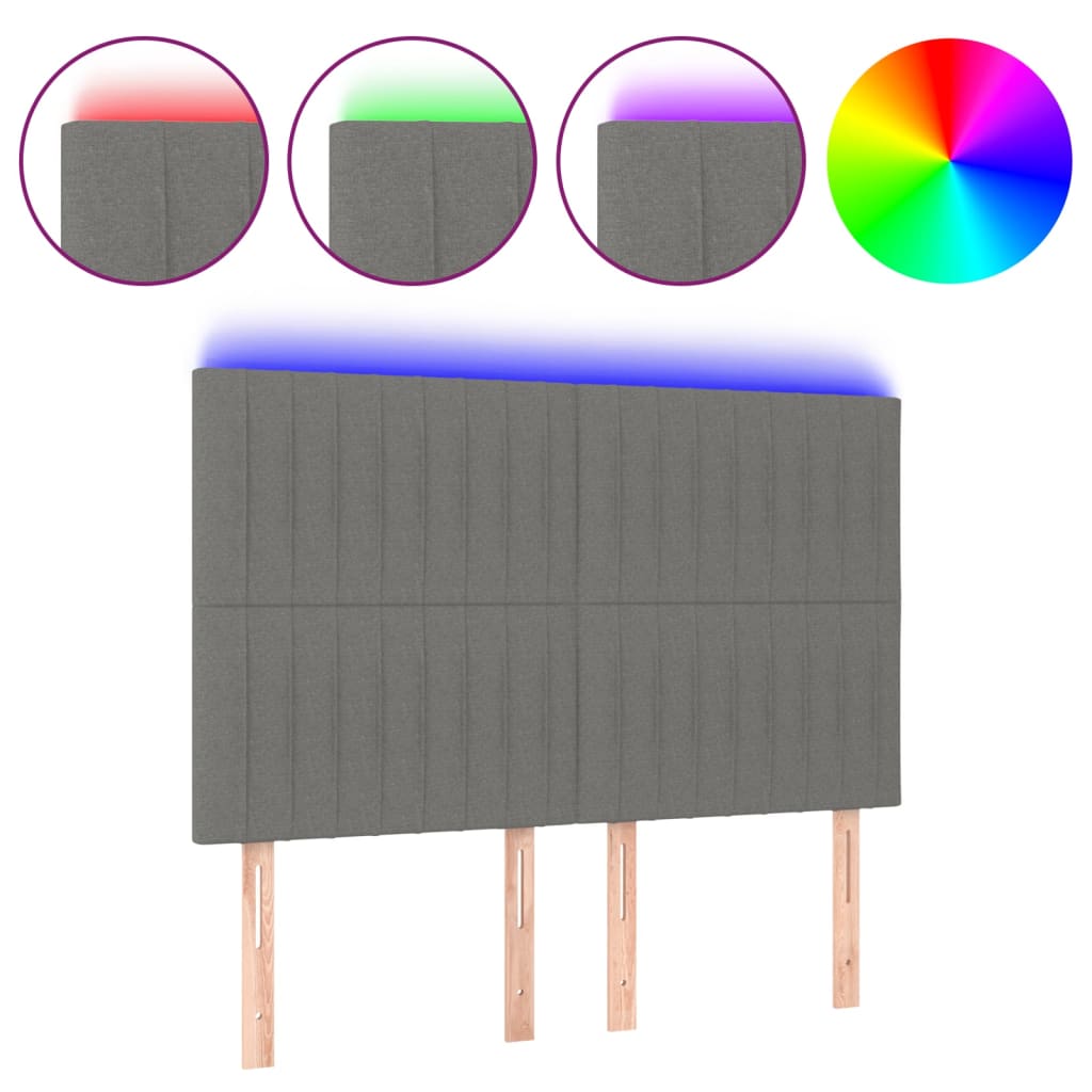 Hoofdbord LED 144x5x118/128 cm stof donkergrijs is nu te koop bij PeponiXL, paradijselijk wonen!