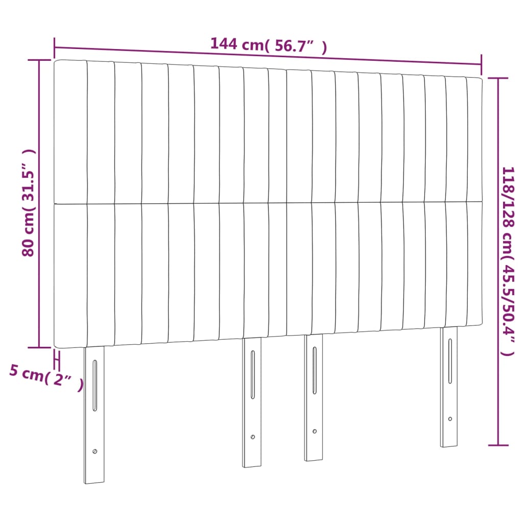 Hoofdbord LED 144x5x118/128 cm stof zwart is nu te koop bij PeponiXL, paradijselijk wonen!