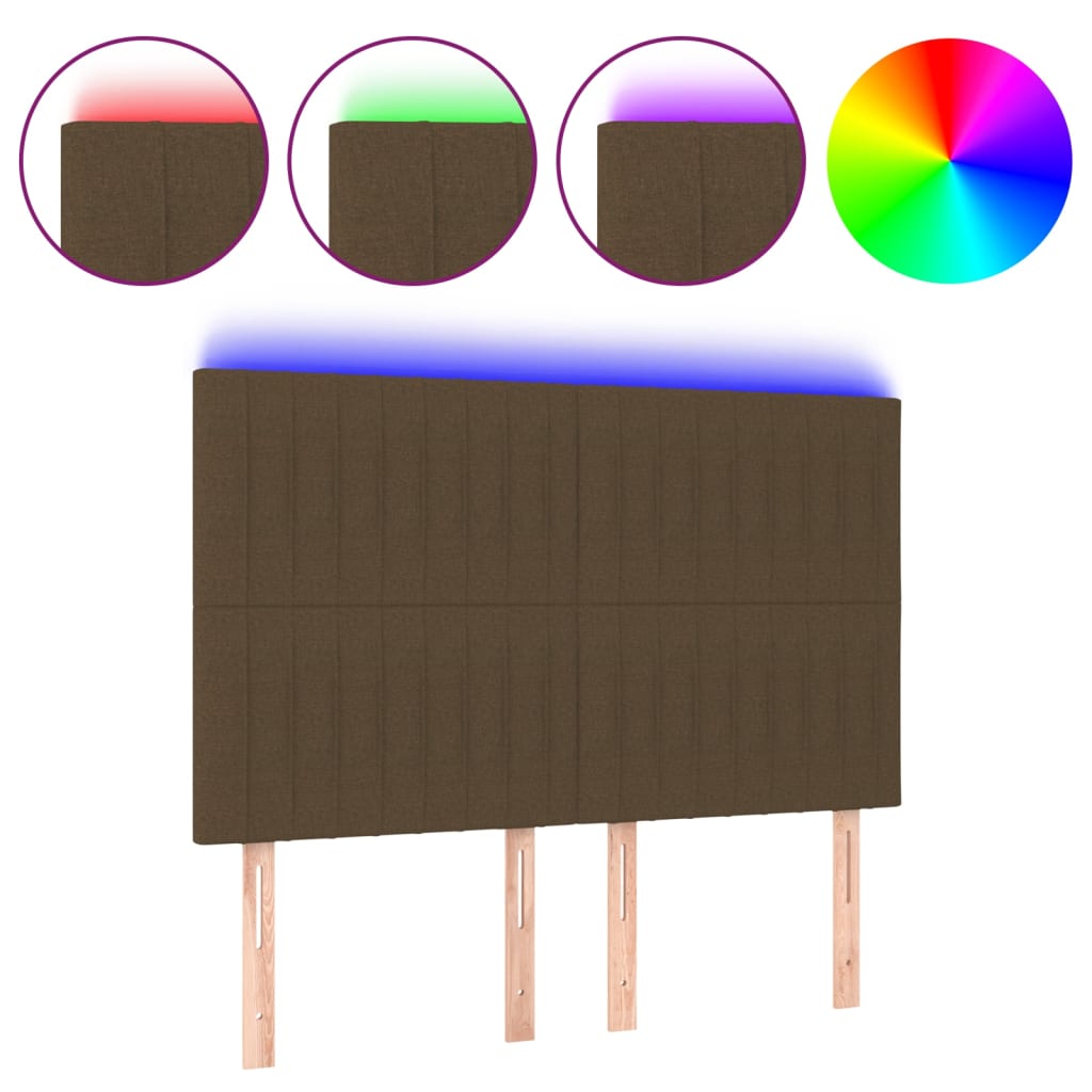 Hoofdbord LED 144x5x118/128 cm stof donkerbruin is nu te koop bij PeponiXL, paradijselijk wonen!