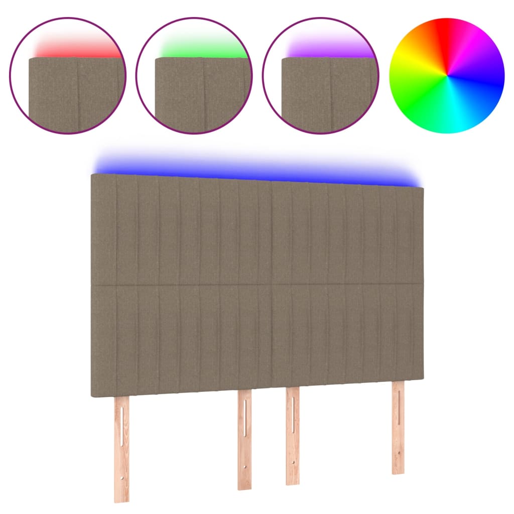 Hoofdbord LED 144x5x118/128 cm stof taupe is nu te koop bij PeponiXL, paradijselijk wonen!