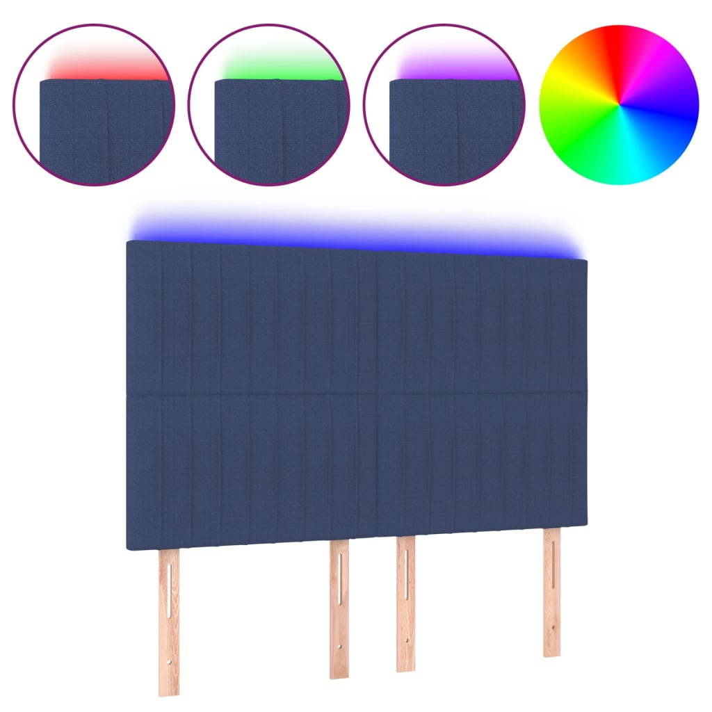 Hoofdbord LED 144x5x118/128 cm stof blauw is nu te koop bij PeponiXL, paradijselijk wonen!