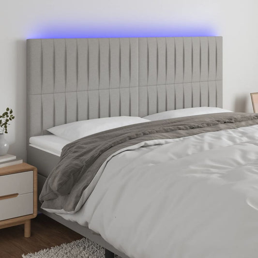 Hoofdbord LED 160x5x118/128 cm stof lichtgrijs is nu te koop bij PeponiXL, paradijselijk wonen!