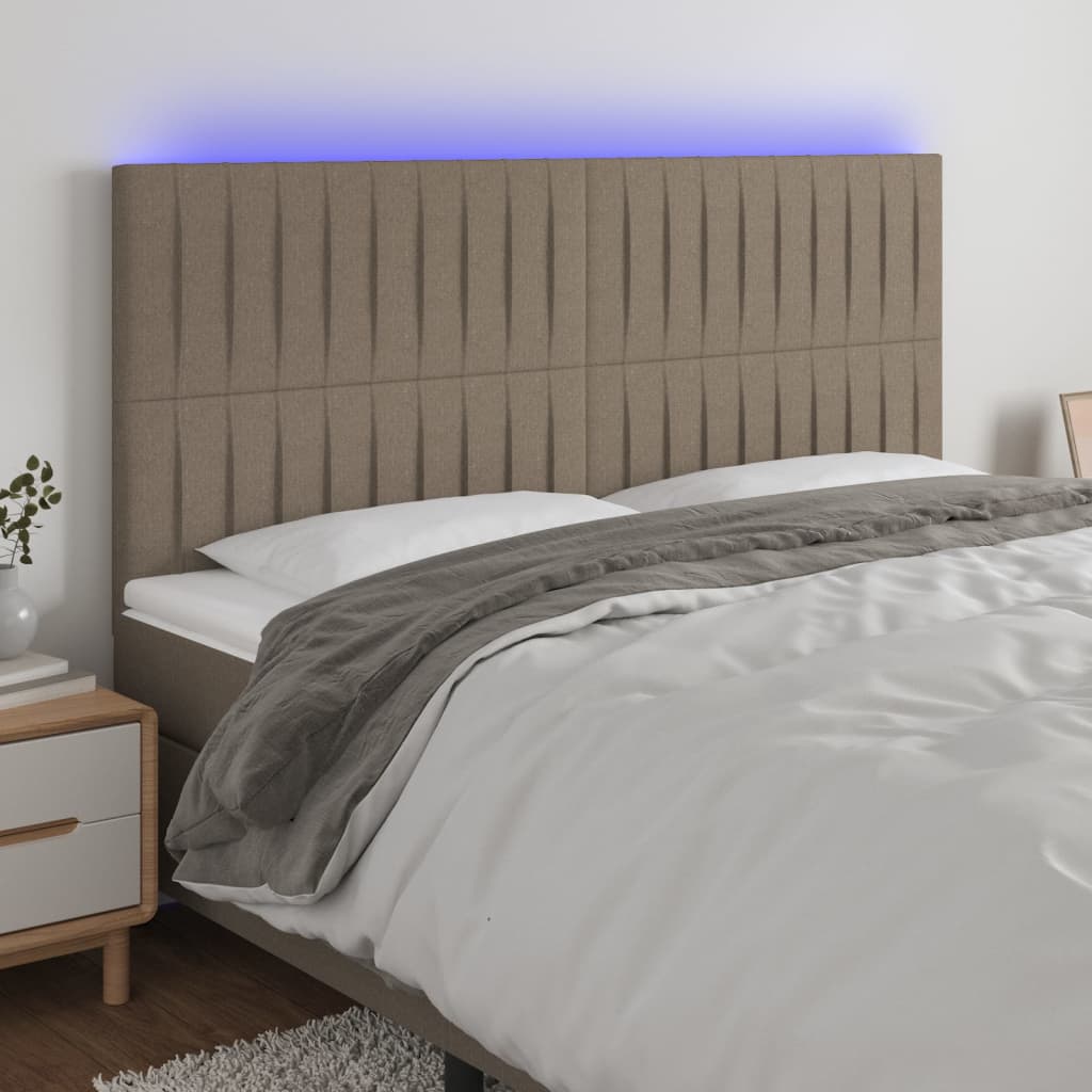 Hoofdbord LED 160x5x118/128 cm stof taupe is nu te koop bij PeponiXL, paradijselijk wonen!