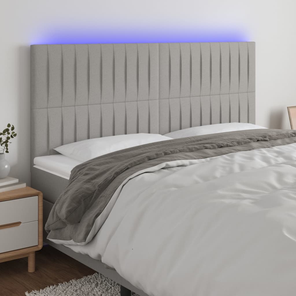Hoofdbord LED 180x5x118/128 cm stof lichtgrijs is nu te koop bij PeponiXL, paradijselijk wonen!