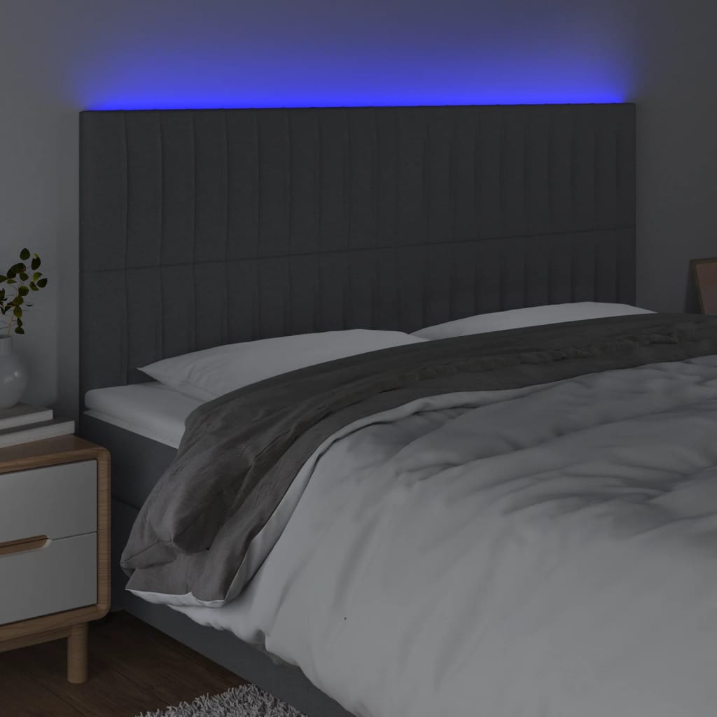 Hoofdbord LED 180x5x118/128 cm stof donkergrijs is nu te koop bij PeponiXL, paradijselijk wonen!