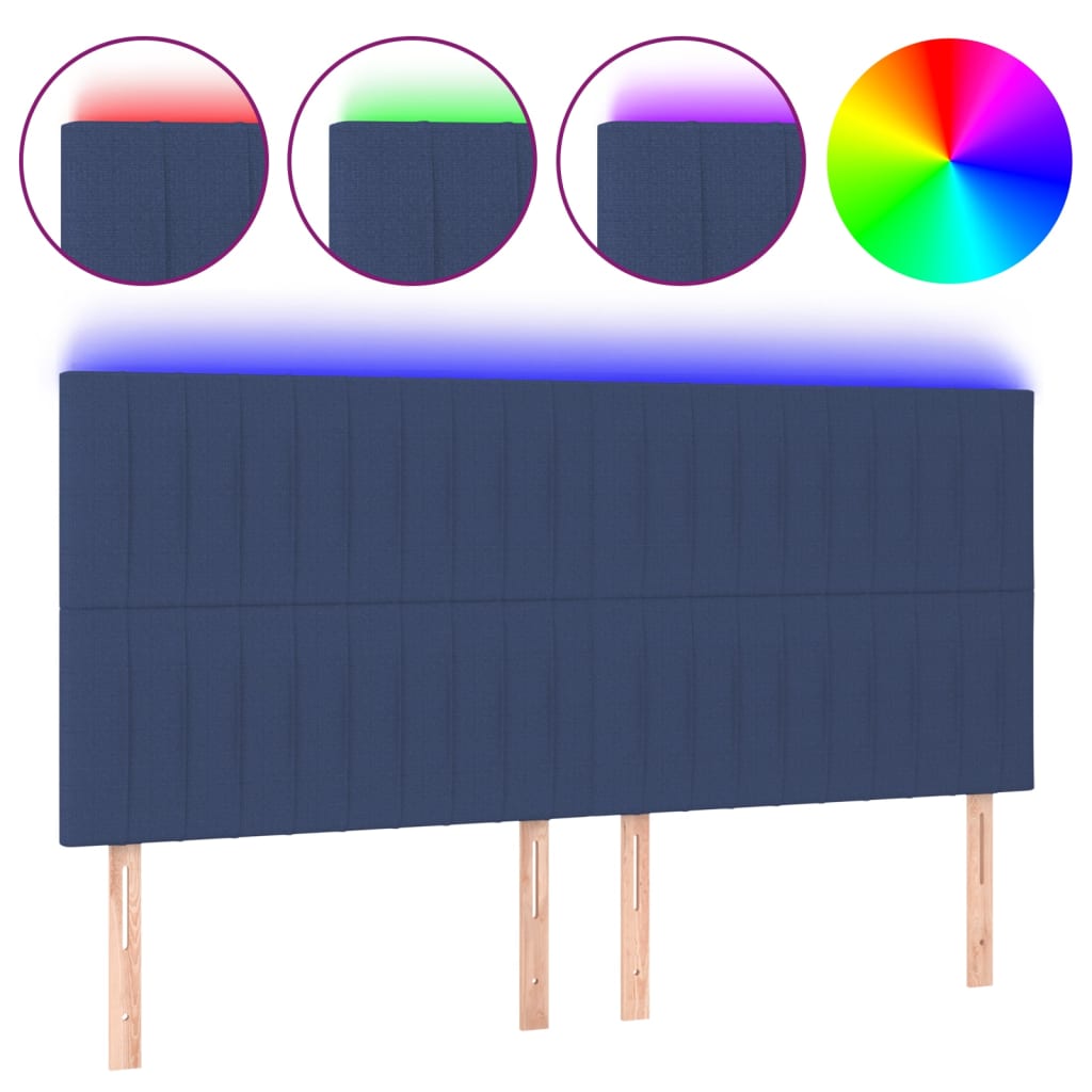 Hoofdbord LED 180x5x118/128 cm stof blauw is nu te koop bij PeponiXL, paradijselijk wonen!