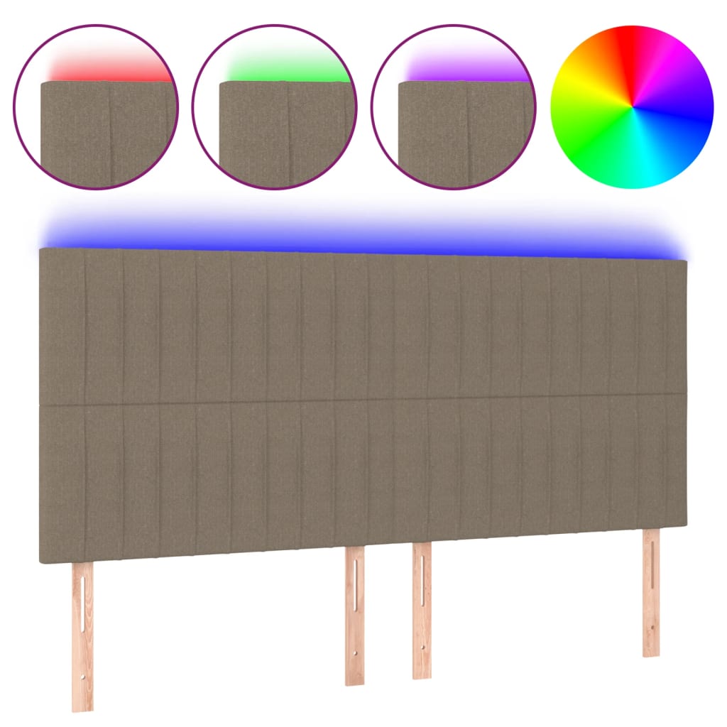 Hoofdbord LED 200x5x118/128 cm stof taupe is nu te koop bij PeponiXL, paradijselijk wonen!