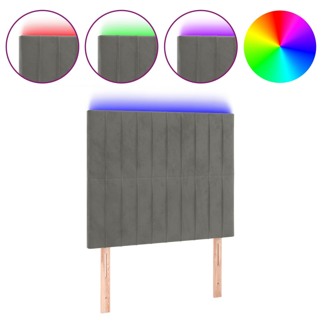 Hoofdbord LED 80x5x118/128 cm fluweel lichtgrijs is nu te koop bij PeponiXL, paradijselijk wonen!