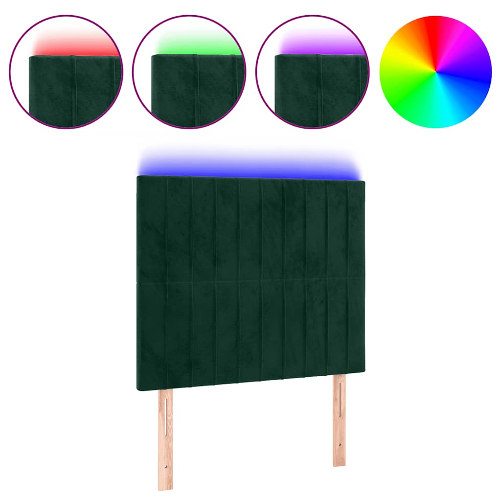 Hoofdbord LED 80x5x118/128 cm fluweel donkergroen is nu te koop bij PeponiXL, paradijselijk wonen!