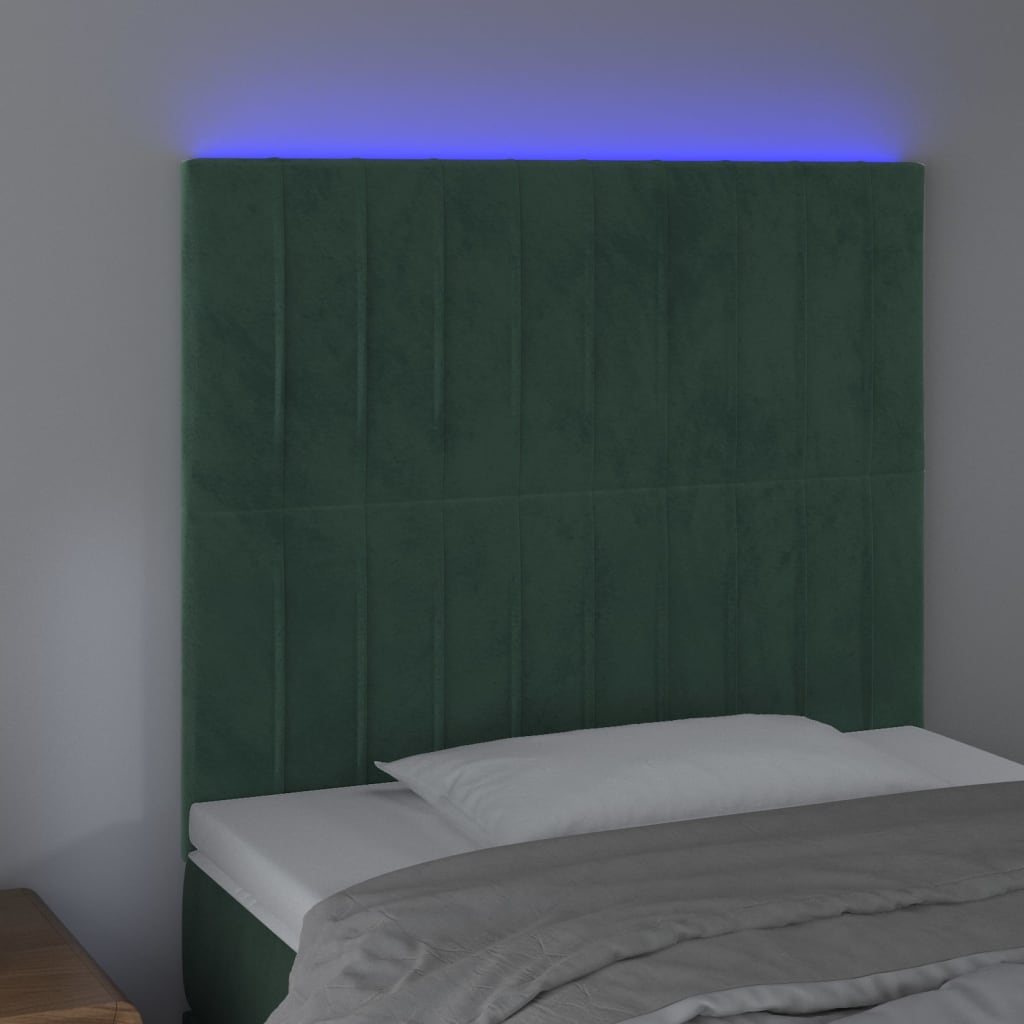 Hoofdbord LED 80x5x118/128 cm fluweel donkergroen is nu te koop bij PeponiXL, paradijselijk wonen!