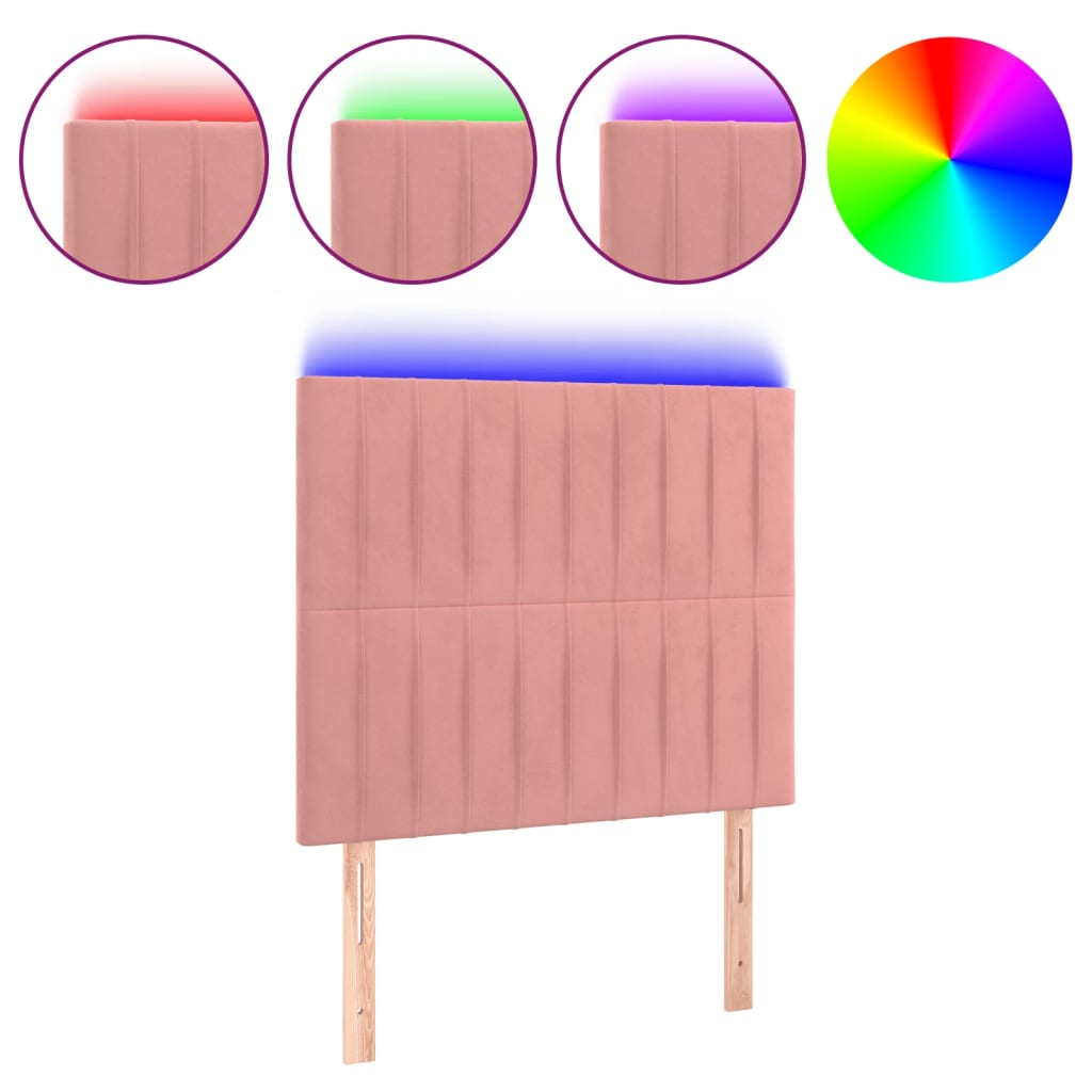 Hoofdbord LED 80x5x118/128 cm fluweel roze is nu te koop bij PeponiXL, paradijselijk wonen!