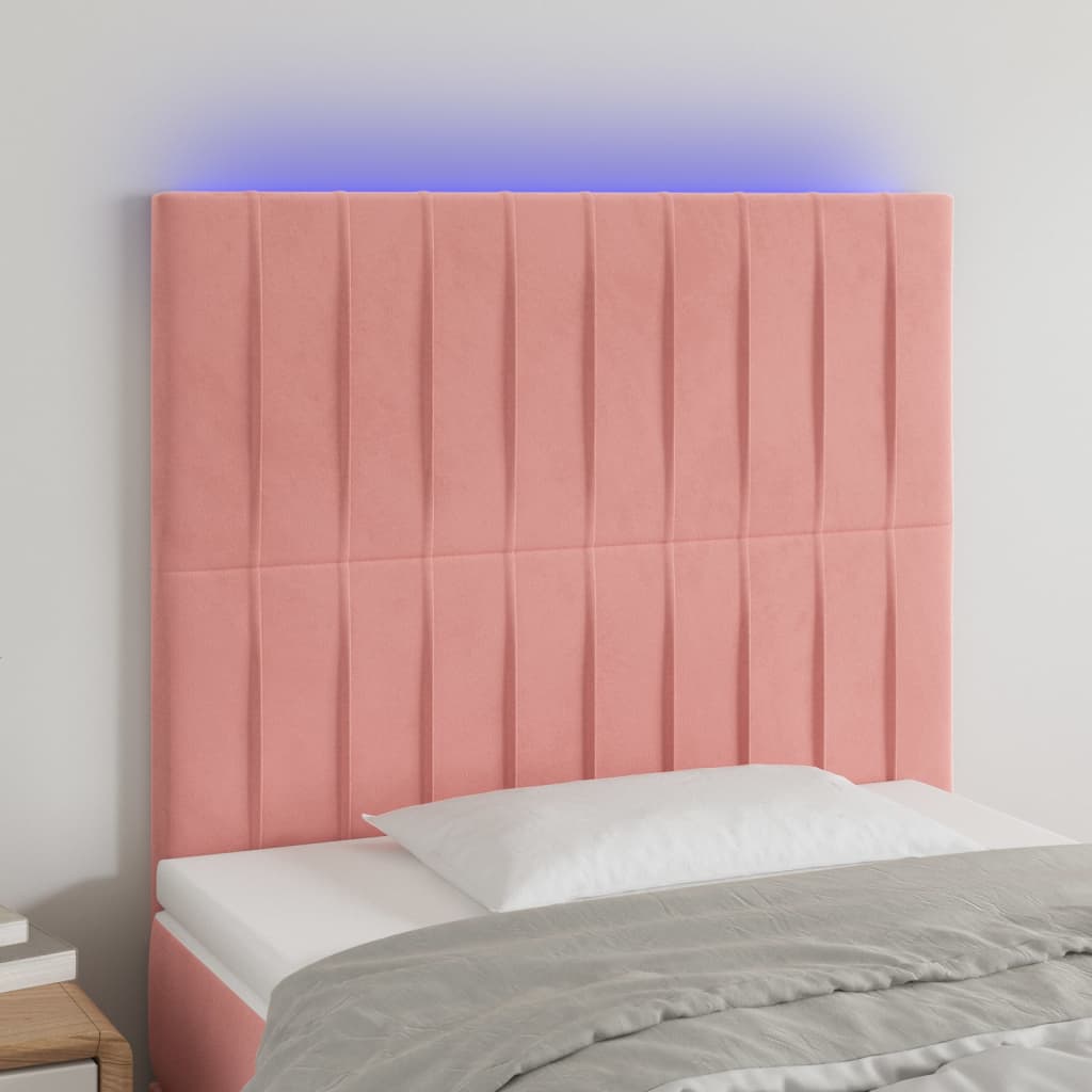 Hoofdbord LED 80x5x118/128 cm fluweel roze is nu te koop bij PeponiXL, paradijselijk wonen!