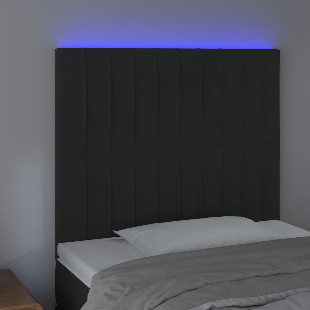 Hoofdbord LED 90x5x118/128 cm fluweel zwart is nu te koop bij PeponiXL, paradijselijk wonen!