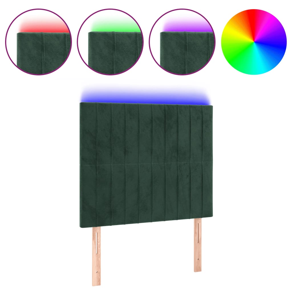 Hoofdbord LED 90x5x118/128 cm fluweel donkergroen is nu te koop bij PeponiXL, paradijselijk wonen!