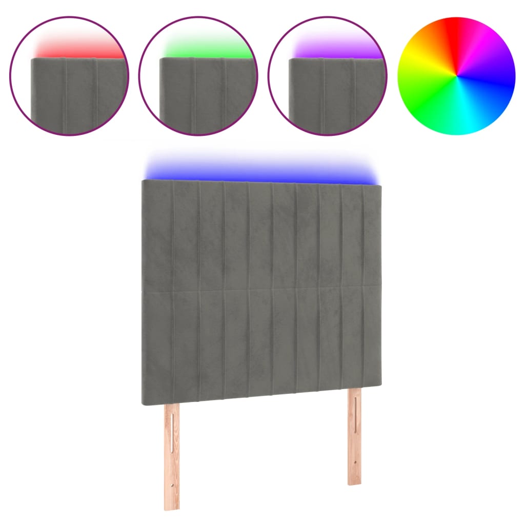 Hoofdbord LED 100x5x118/128 cm fluweel lichtgrijs is nu te koop bij PeponiXL, paradijselijk wonen!
