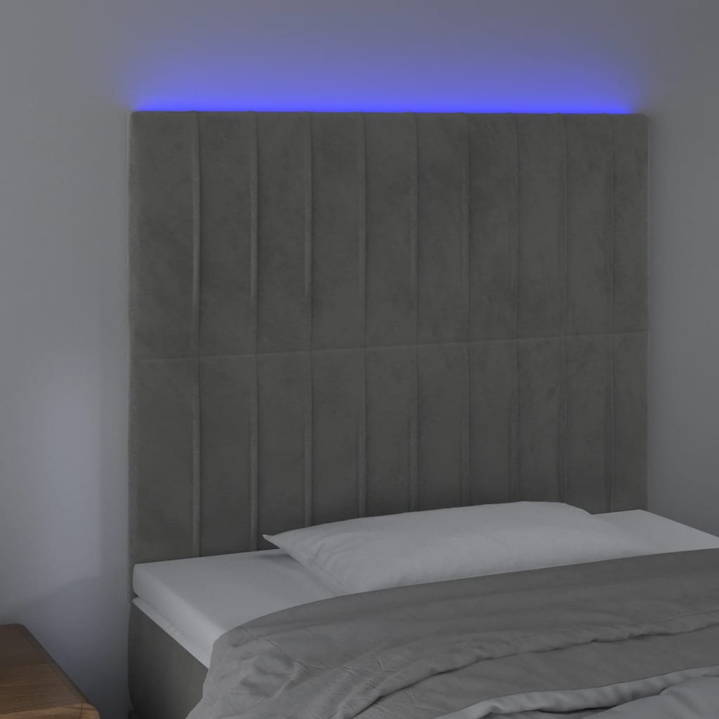 Hoofdbord LED 100x5x118/128 cm fluweel lichtgrijs is nu te koop bij PeponiXL, paradijselijk wonen!