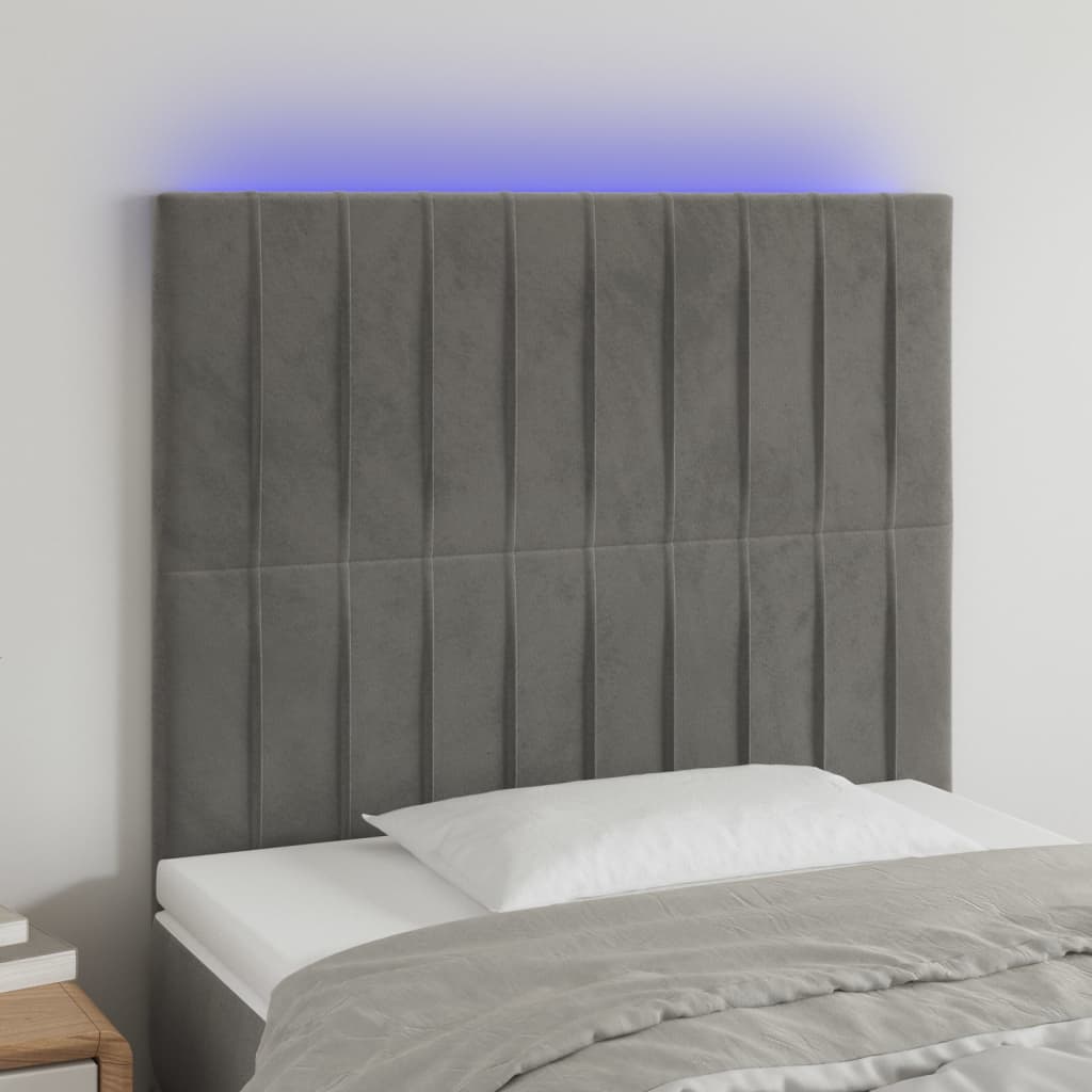 Hoofdbord LED 100x5x118/128 cm fluweel lichtgrijs is nu te koop bij PeponiXL, paradijselijk wonen!