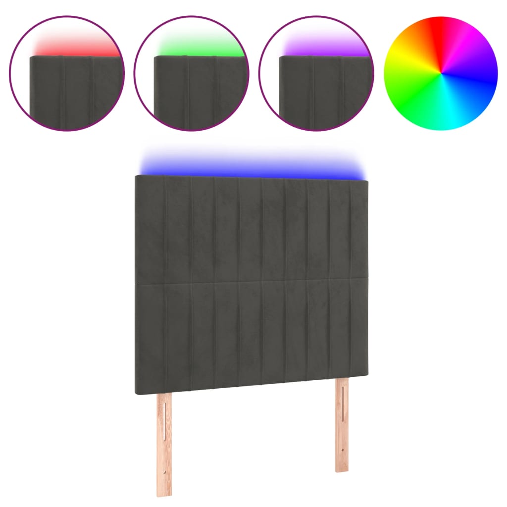 Hoofdbord LED 100x5x118/128 cm fluweel donkergrijs is nu te koop bij PeponiXL, paradijselijk wonen!